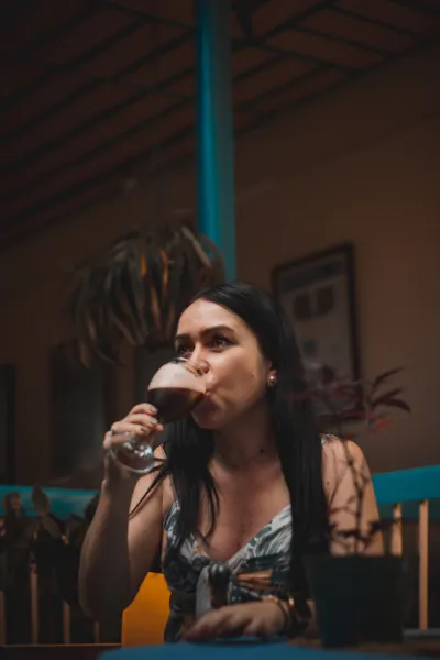 Tourist in a coffee tasting