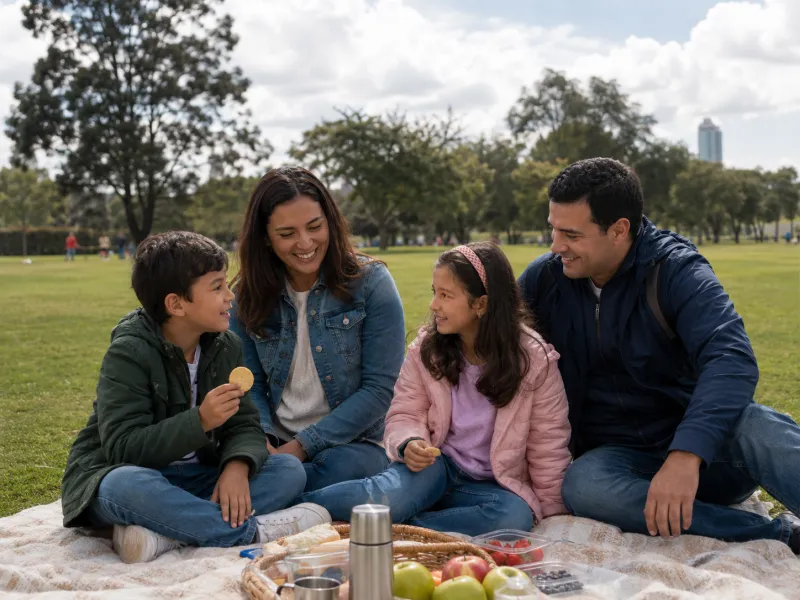 Tursitas con niños en parque Simón Bolívar