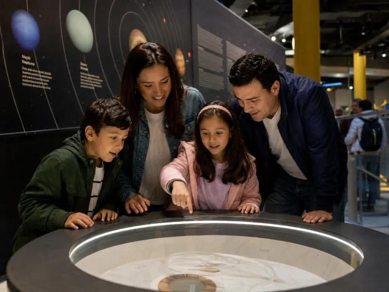 Tursitas con niños en Planetario de Bogotá