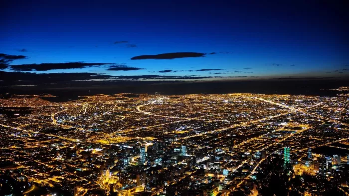 Bogotá panoramic view at night