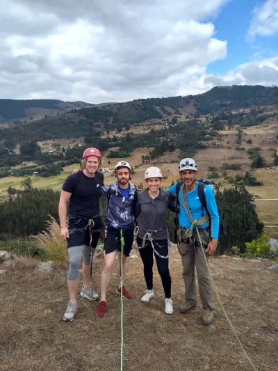 Group of tourists rock climbing in Suesca